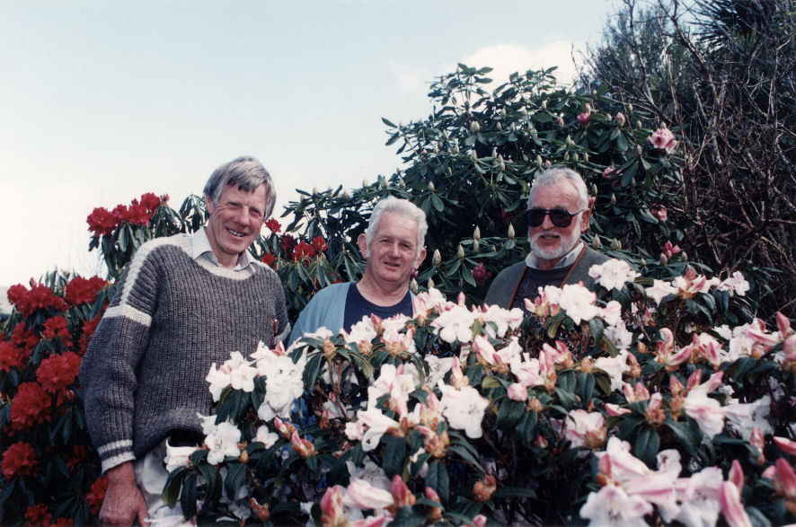 Efil Doog Garden of Art owner Ernest Cosgrove showing off rhododendrons.