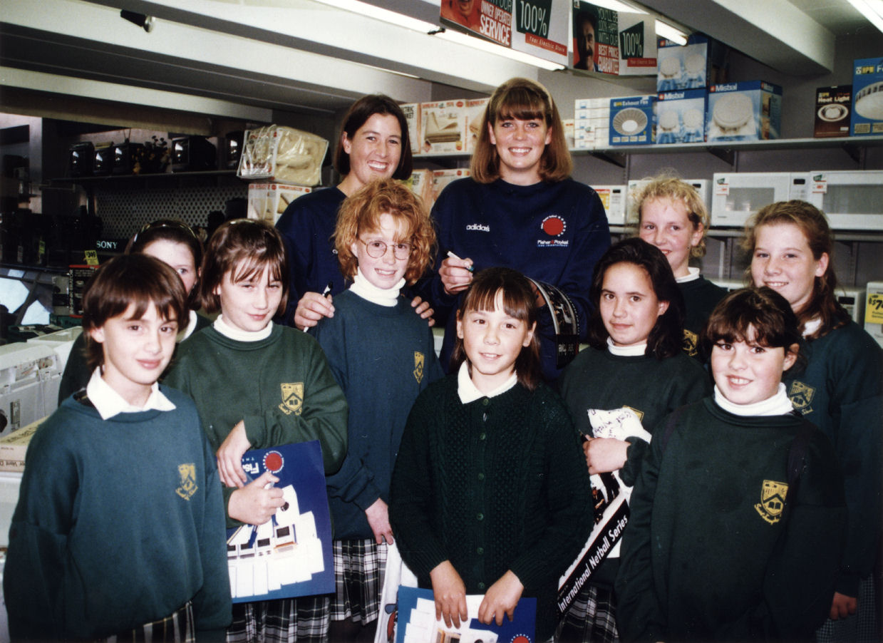 St Joseph's School; netballers meet South African netballers Patrys Basson and Irene Van Dyk.