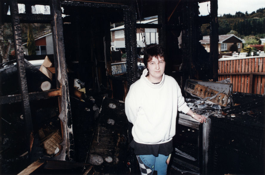 Fire; Rachel Gough and stove which started fire in her Oregon Drive flat.