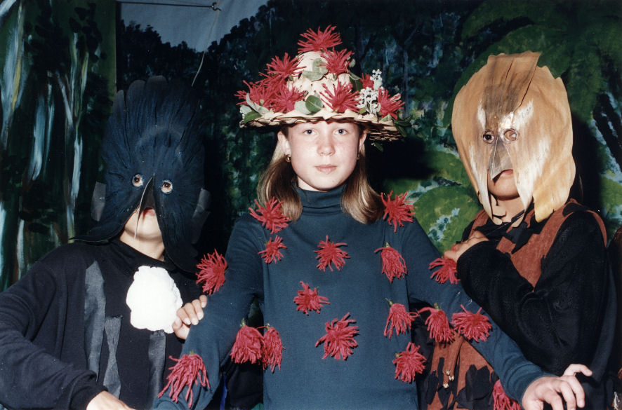 Brentwood School; Christmas production;  Leilega Taito, tui; Latesha Robb, pohutukawa; Jamie Hape, fantail.