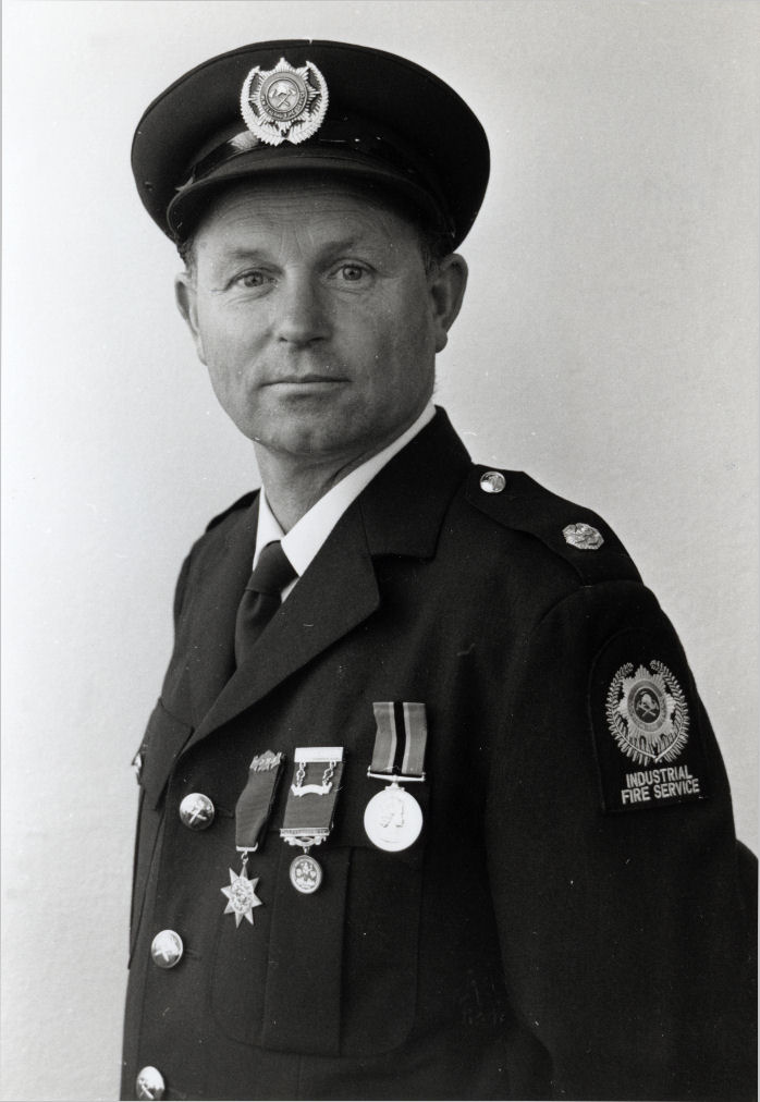 Fire Service; volunteer Kevin Roughton awarded the gold star medal, for ...