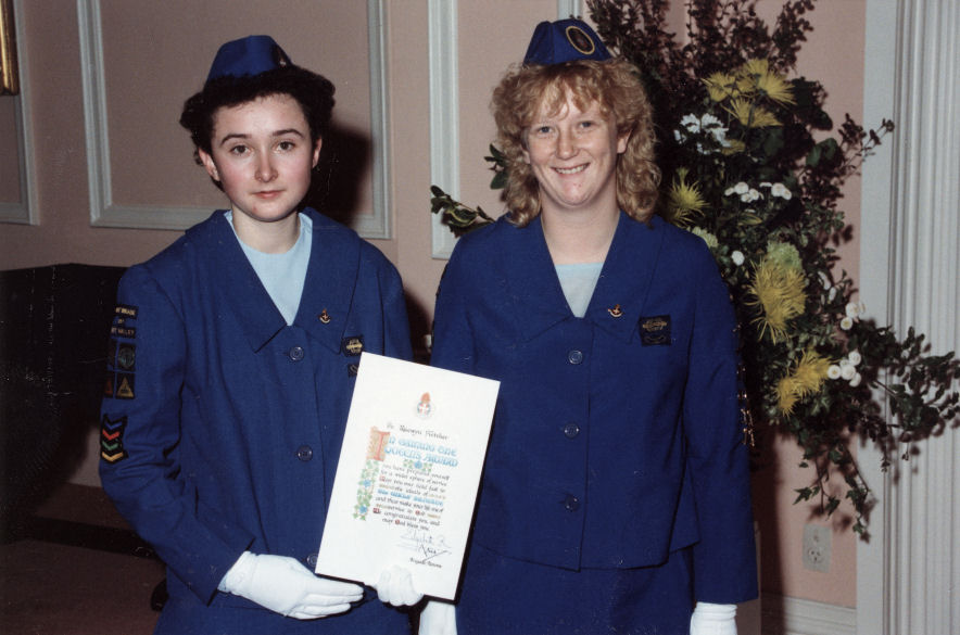 Girls' Brigade Queen's Awards; Raewyn Fletcher, Vicki Costley.