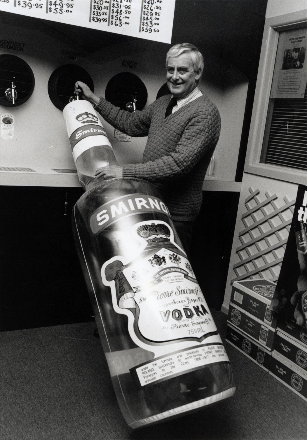 The Keg, 37 Queen Street; Barry McNaughten, promotional vodka bottle.