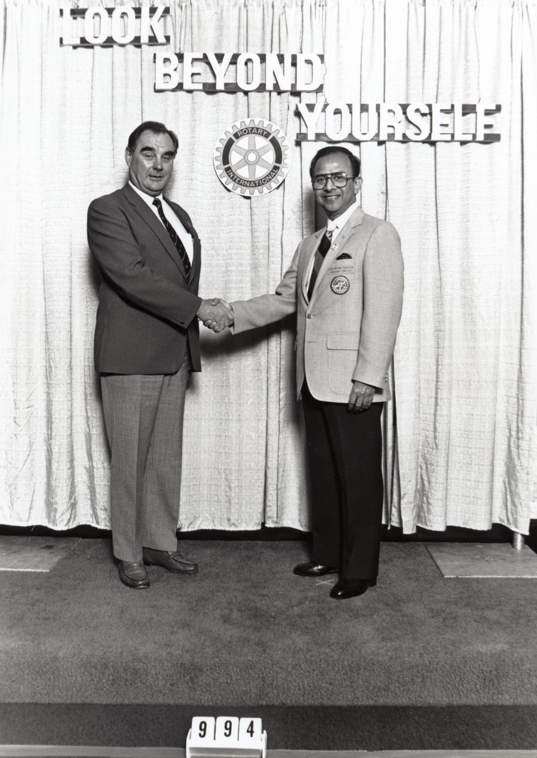 Rotary; Bryan Ross, lower North Island district governor; with Rotary International president in California.