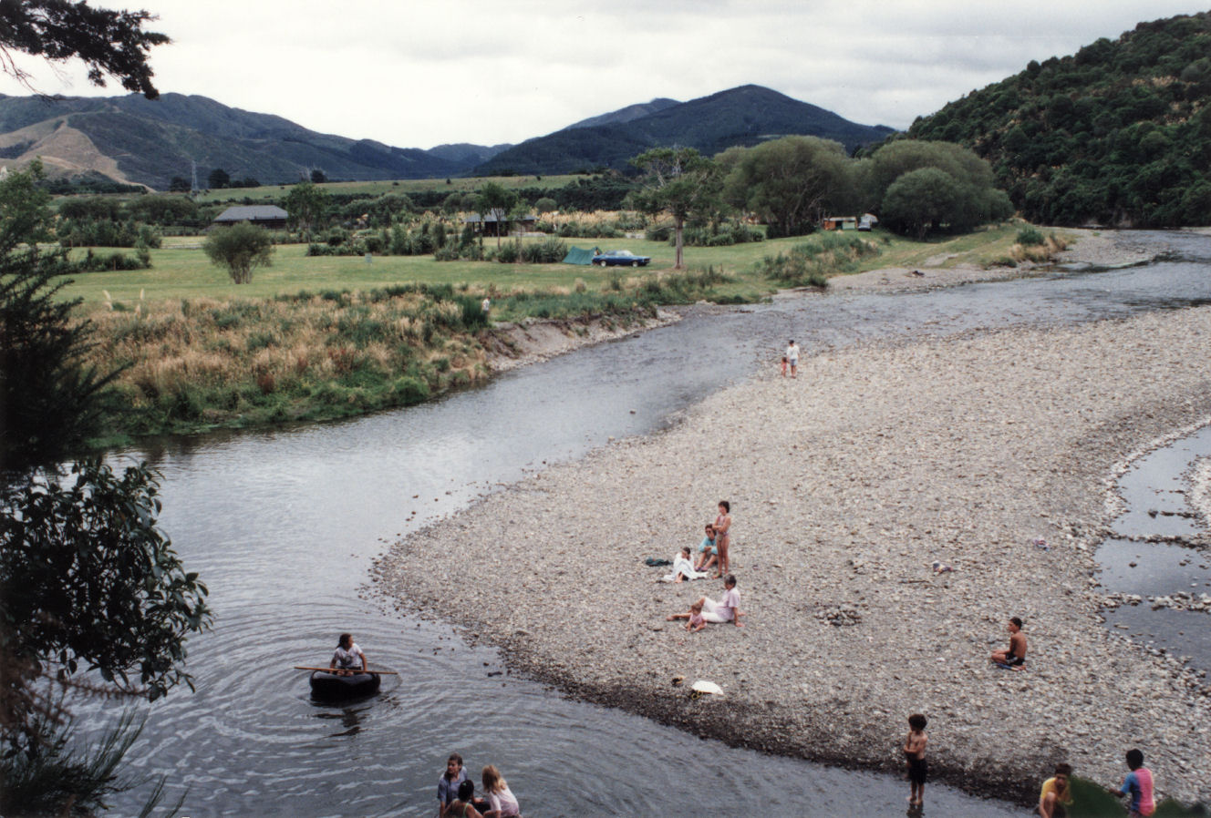 Kaitoke Regional Park; recreation field day coming; swimming hole in the Pakuratahi River.