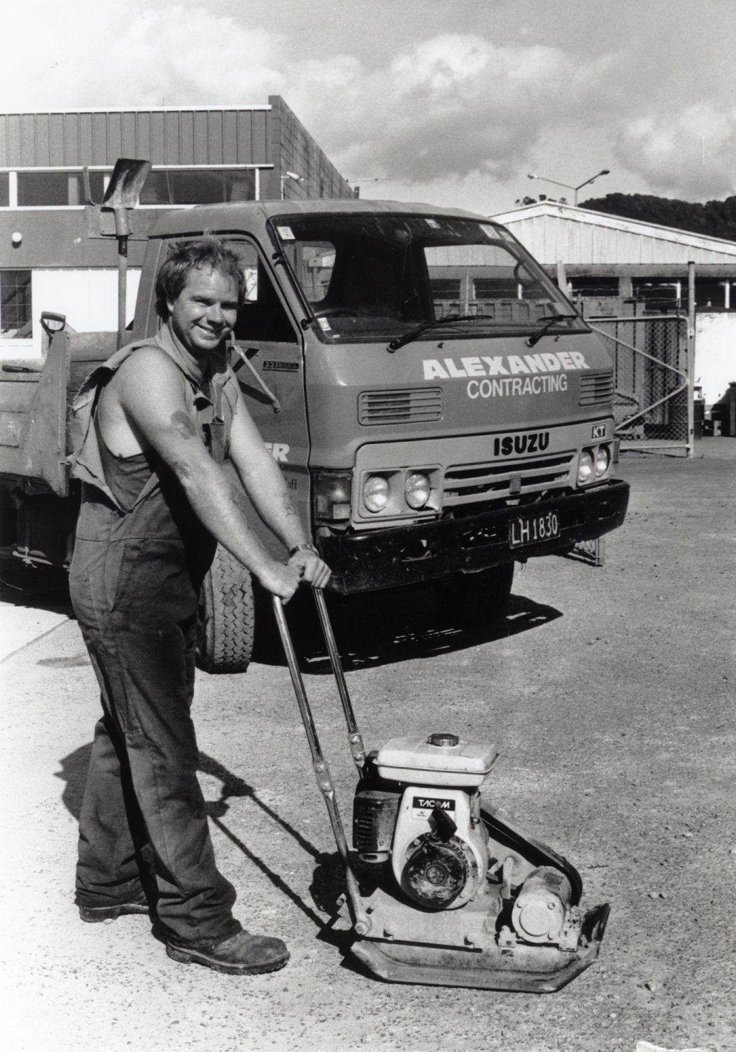 Alexander Contracting; Richard Thomson using a compactor at Woodings Toyota.