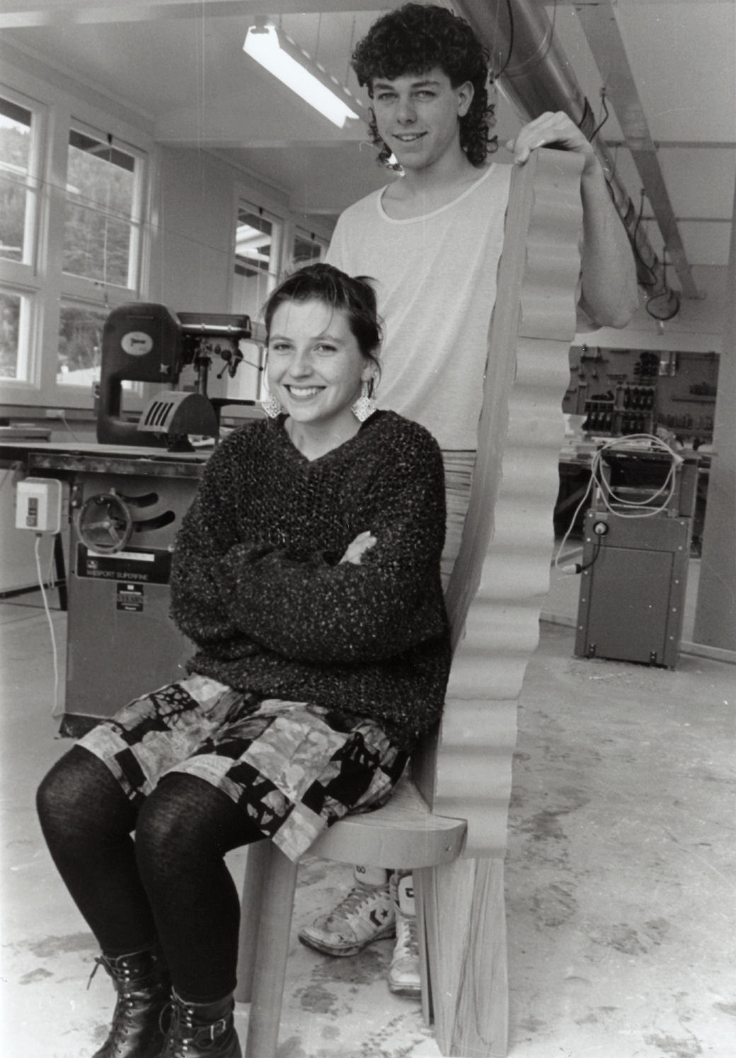 Central Institute of Technology; chair, with student interior designers Ruth Parnell and Jeremy Smyth.