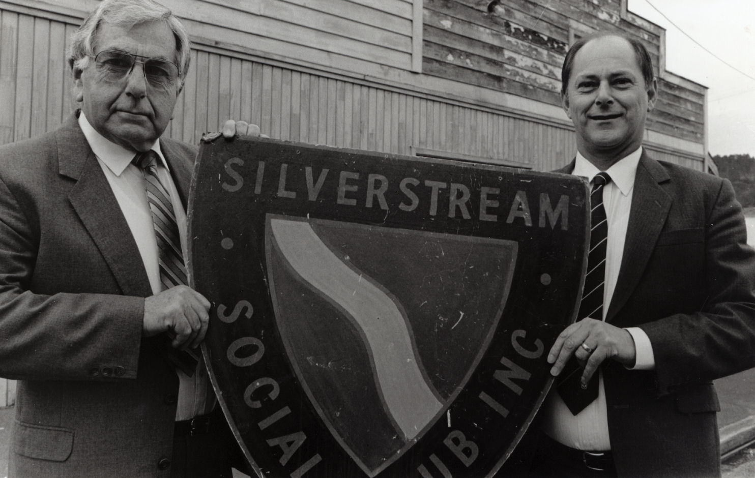 Fergusson Drive; No.  246; Silverstream Social Club hall to be preserved; Historic Village Society president Keith Davis and Richard Brewer.