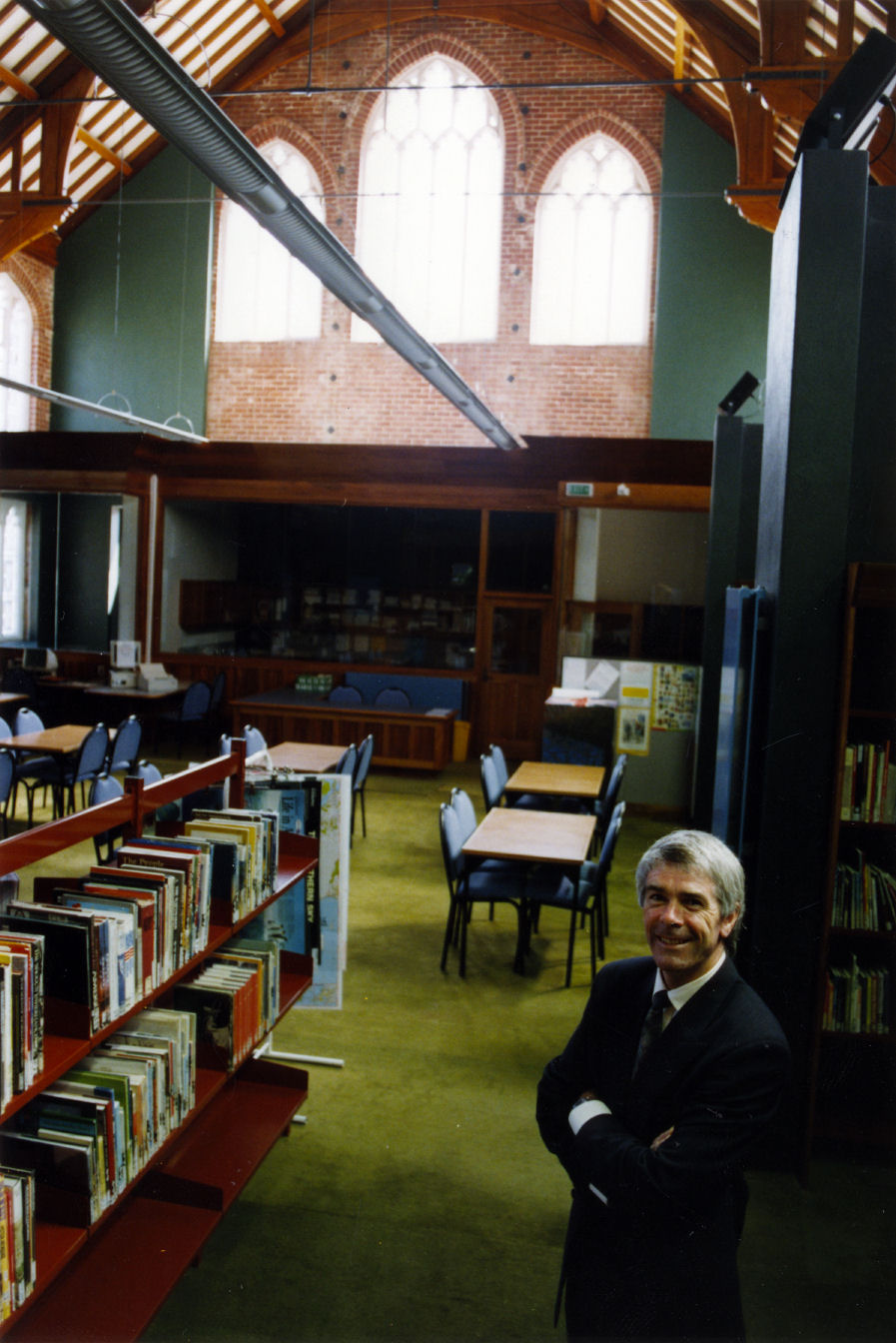 St Patrick's College; rector David Leavy; former hall converted to library.