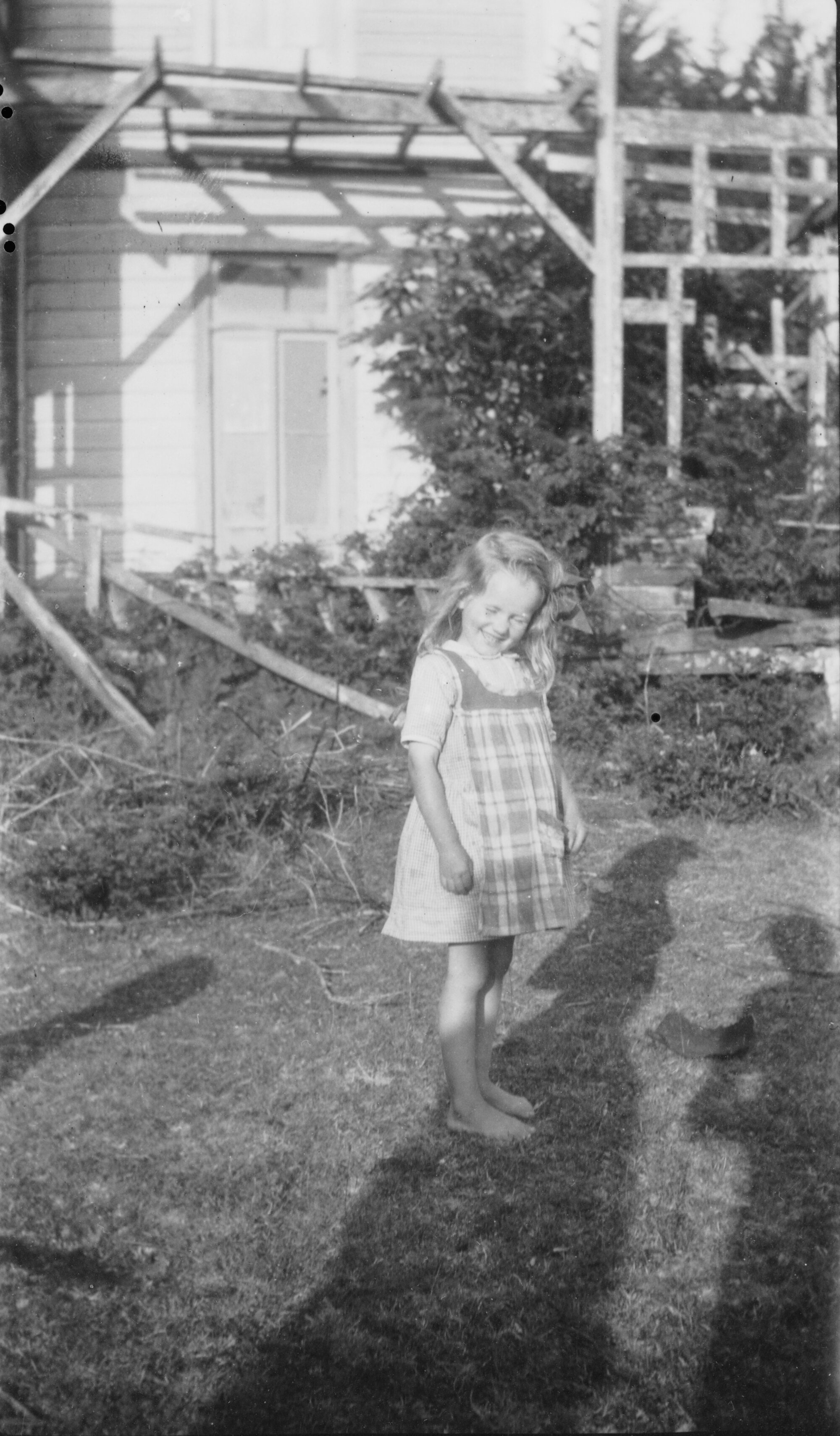 Flora Danahay at front of McCurdy's Castle, 1928?