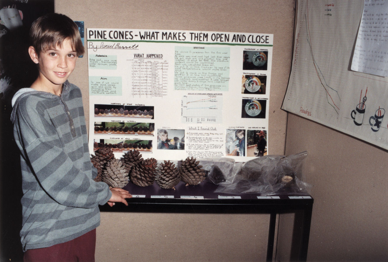 Daniel Bassett and pine cone experiment