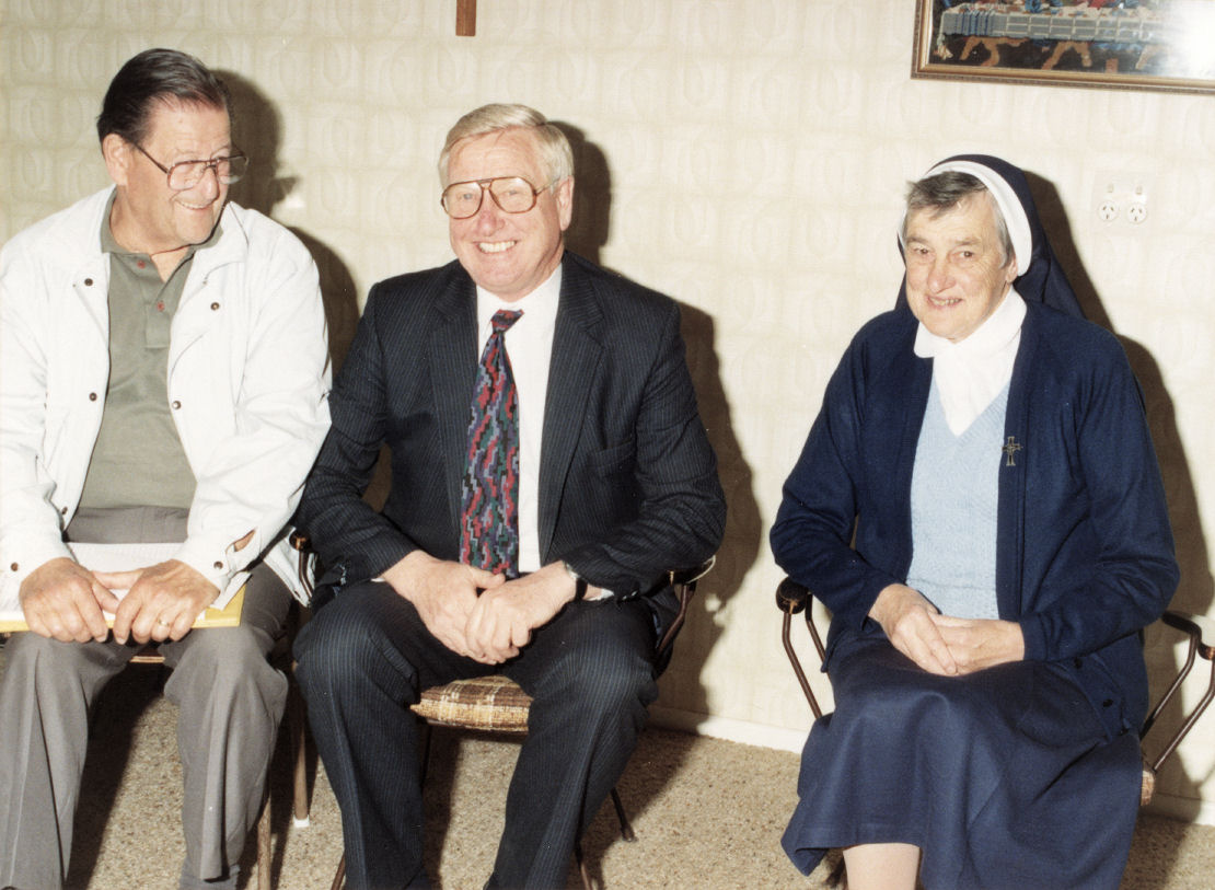 Social Welfare meeting; Foodbank co-ordinator Derek Erskine, Minister Peter Gresham, Sister Constance.