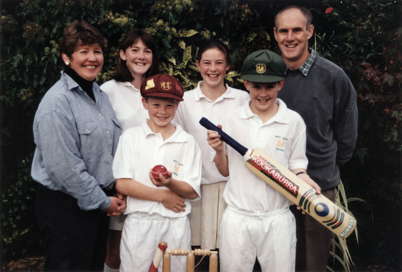 O'Leary family "just crazy about cricket"; (back) Christine, Anna, Emily, Mike (front) Oliver and Phillip.