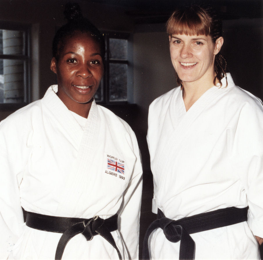 Karate; instructor Stella Lenihan with Mollie Samuel, a top English karate champion.