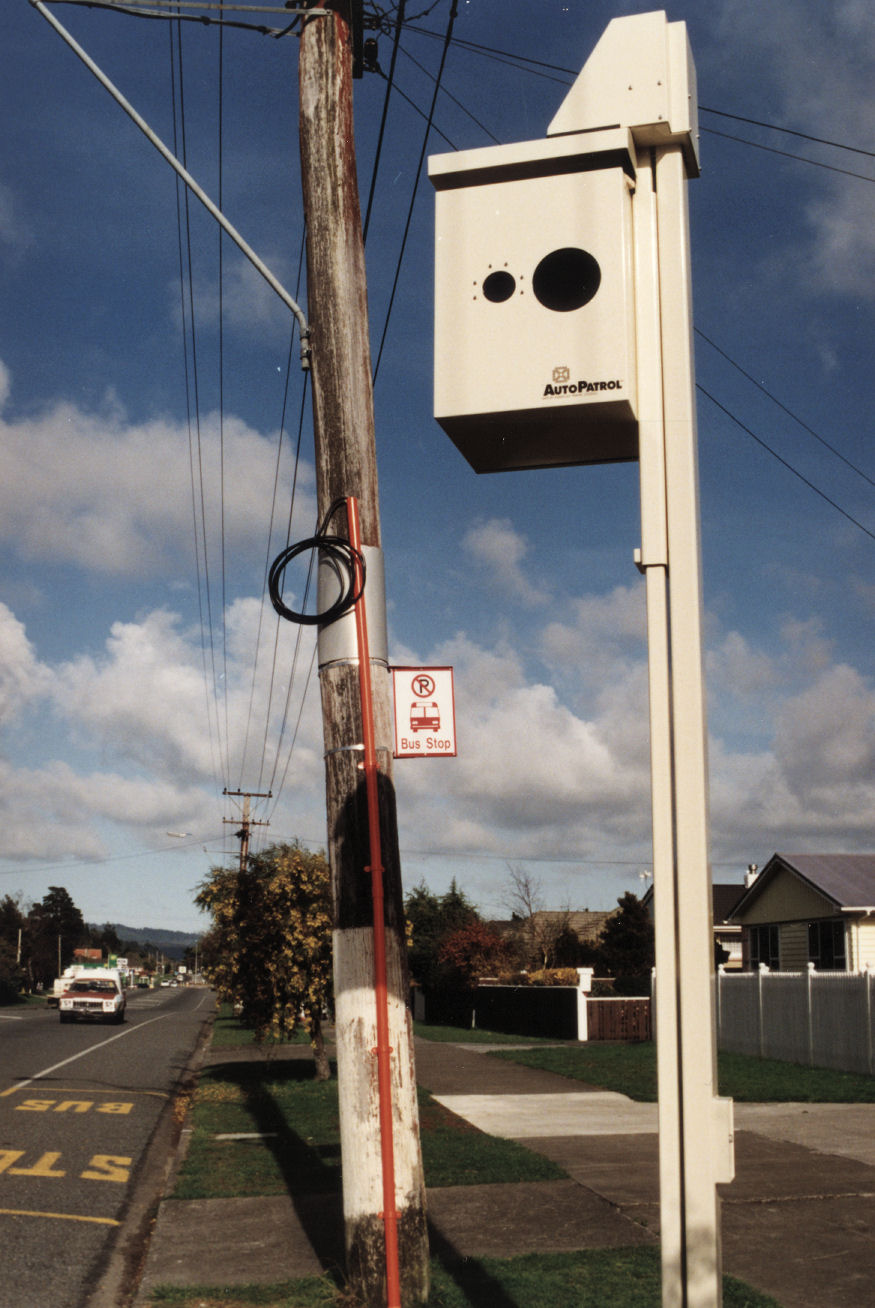Traffic control; first fixed speed camera erected.