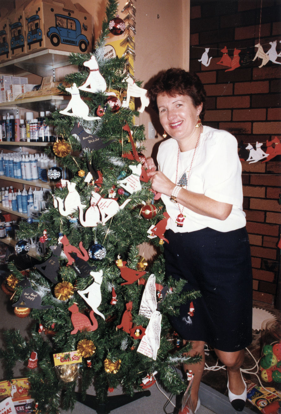 Maidstone Veterinary Clinic, 28 King Street; receptionist Denise Honey and Animal Rescue Christmas tree.