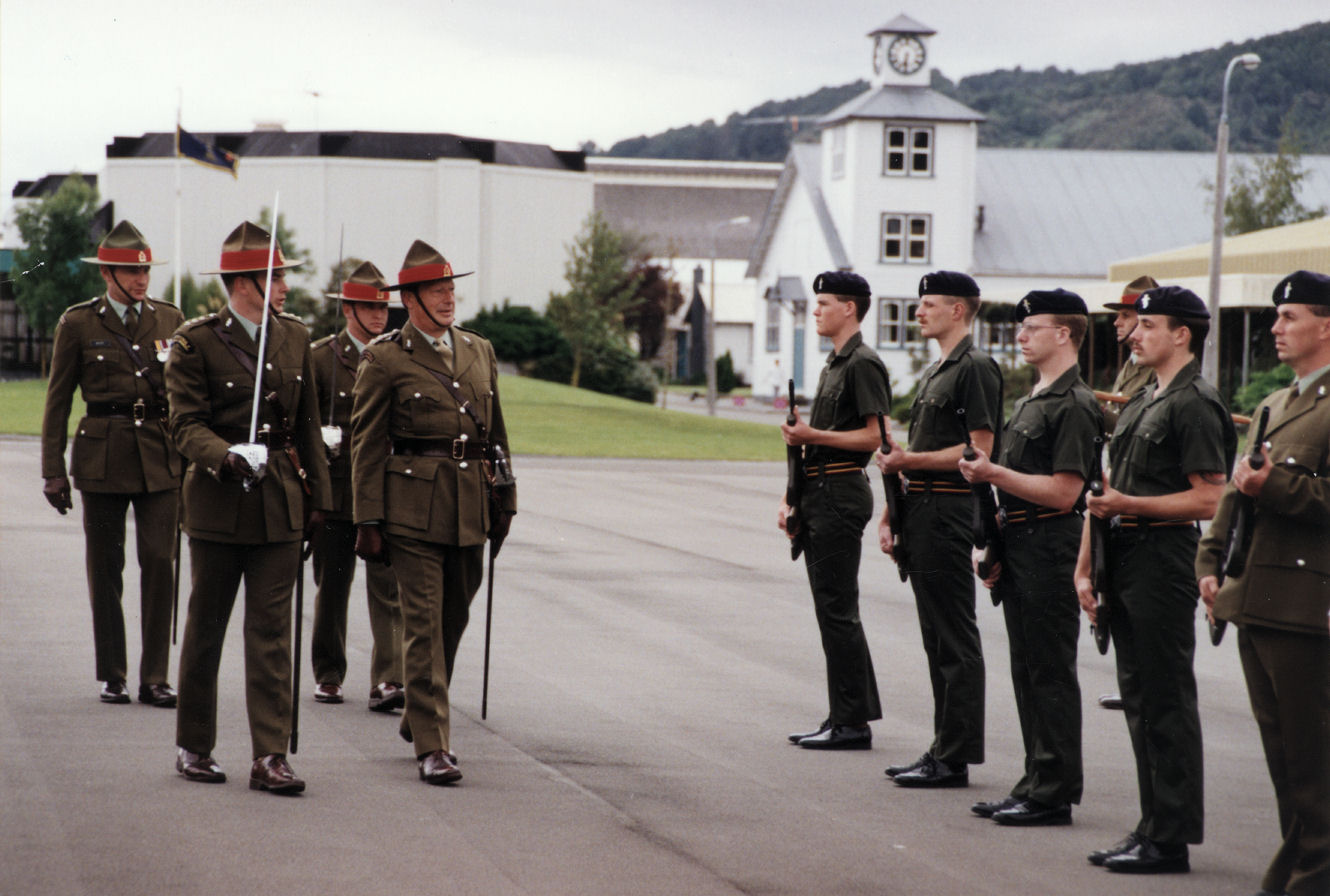 Trentham Camp; Royal New Zealand Electrical and Mechanical Engineering Corps Corps Day parade.
