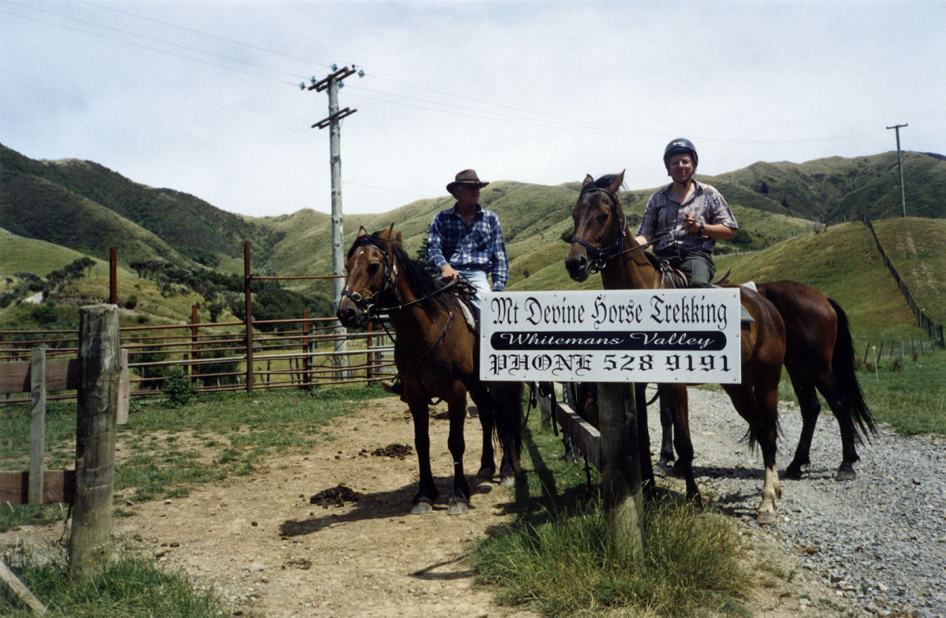 Mt Devine Horse Trekking, Whiteman's Valley; Gerry Kleinjan and city promotion manager Paul Lambert.