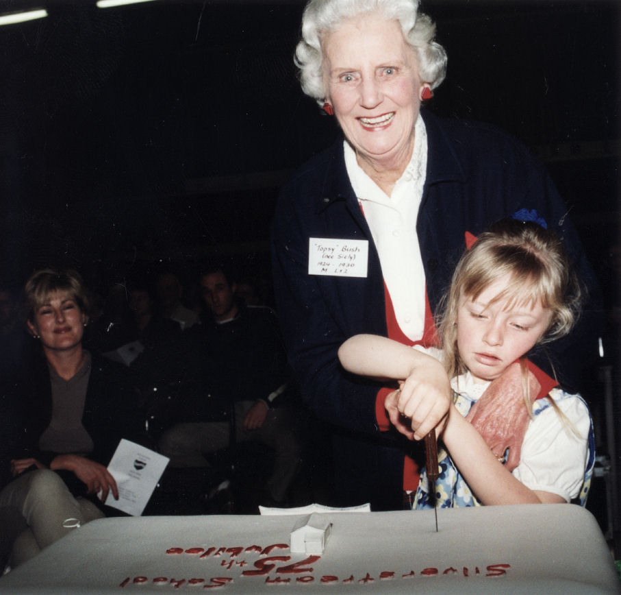 Silverstream School; 75th Jubilee; foundation pupil Muriel Bush and youngest.
