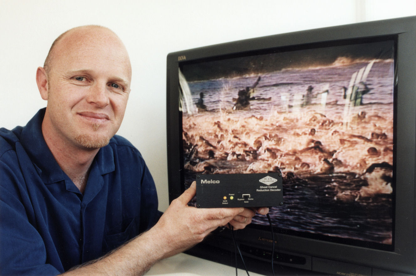 Television; Andrew Hendriks with Mitsubishi GCR decoder, which removed distortions and ghosting.