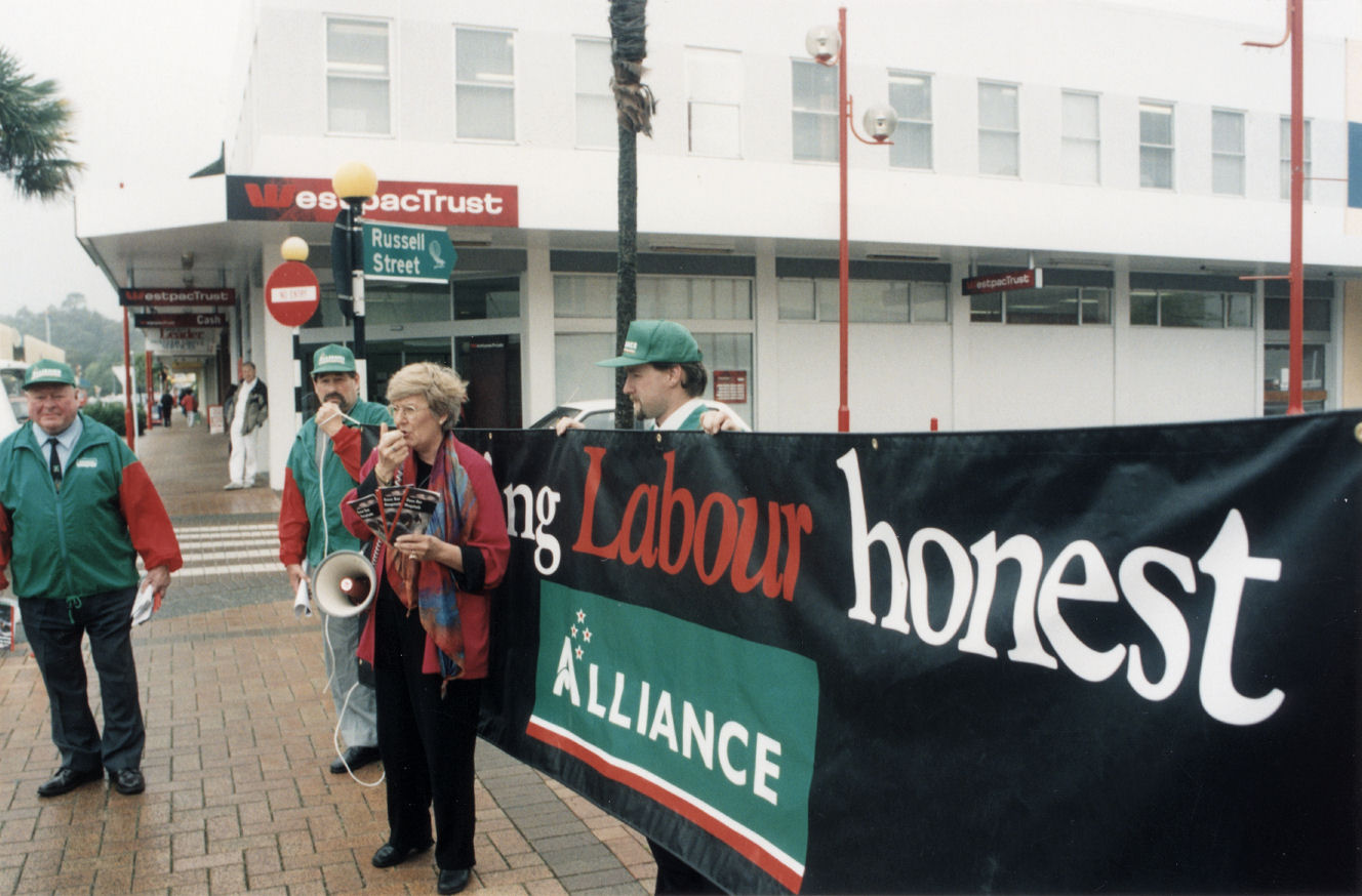 Election 1999; Alliance MP Phillida Bunkle and candidate Brendan Tracey