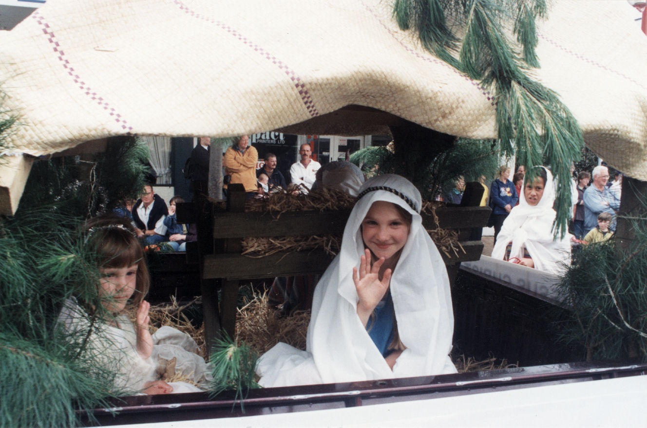 Christmas parade 1999; nativity group.