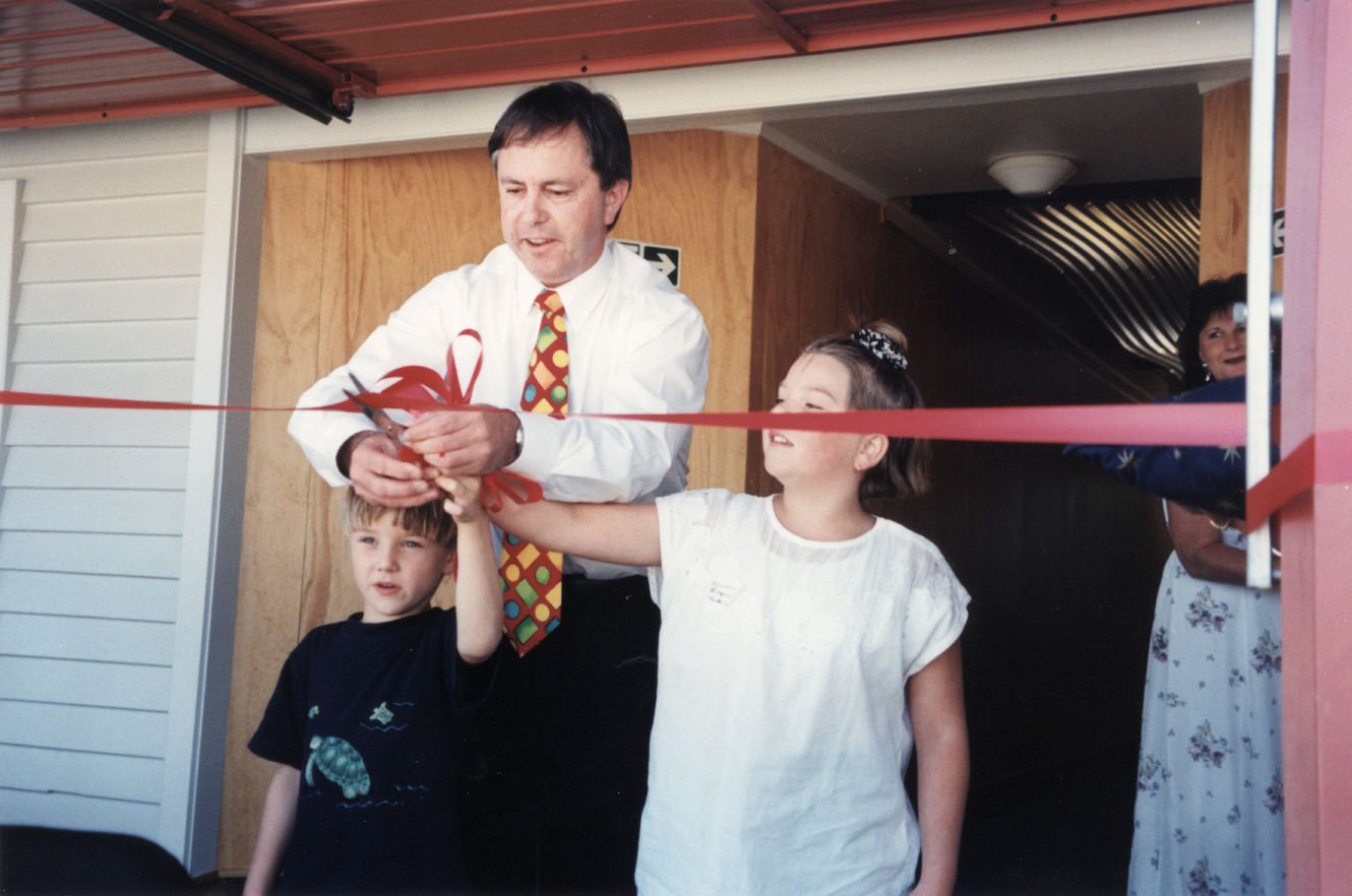 Oxford Crescent school upgrade opened; Paul Swain, MP; Nicholas Milne; Emelia Lukins.