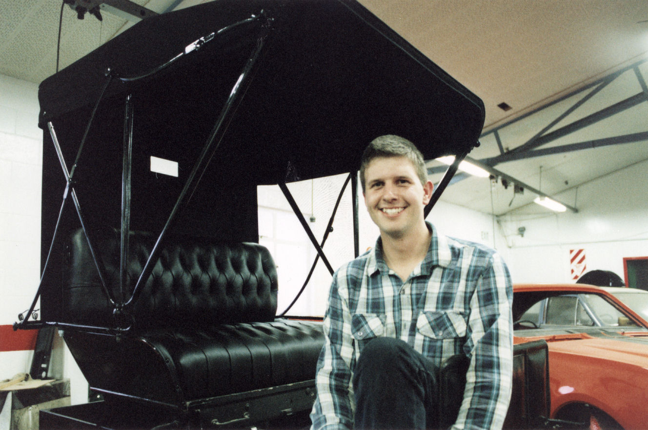 Dave's Wood &amp; Upholstery, 40 Ward Street; Holsman motor buggy with new leather and canopy by David Wilkens.