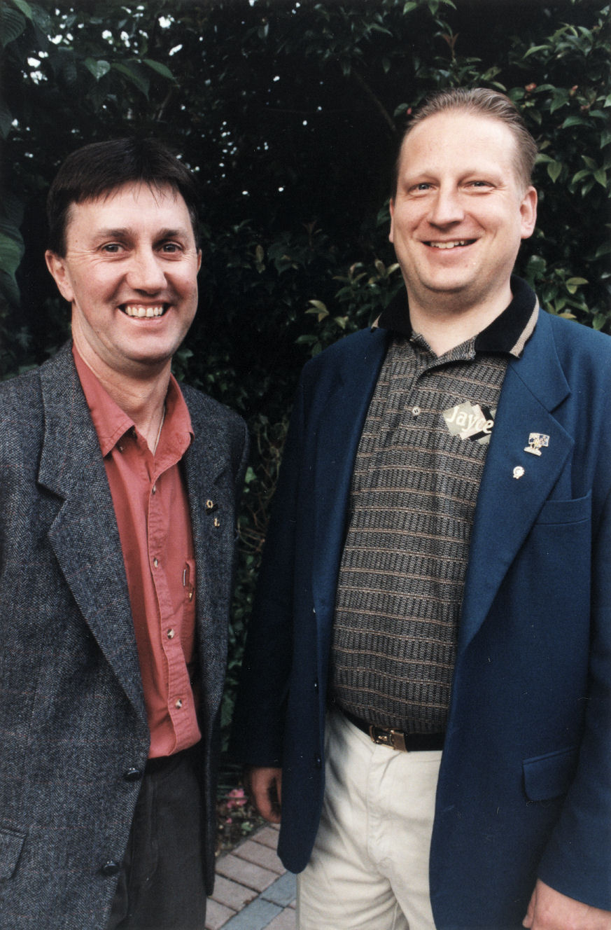 Junior Chamber International; N. Z. president Murray Dixon with world president Petri Niskanen.