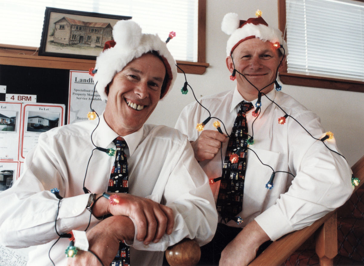 Christmas lighting competition sponsors, Gillies and Mark Real Estate; Andrew Mark, Malcolm Gillies.