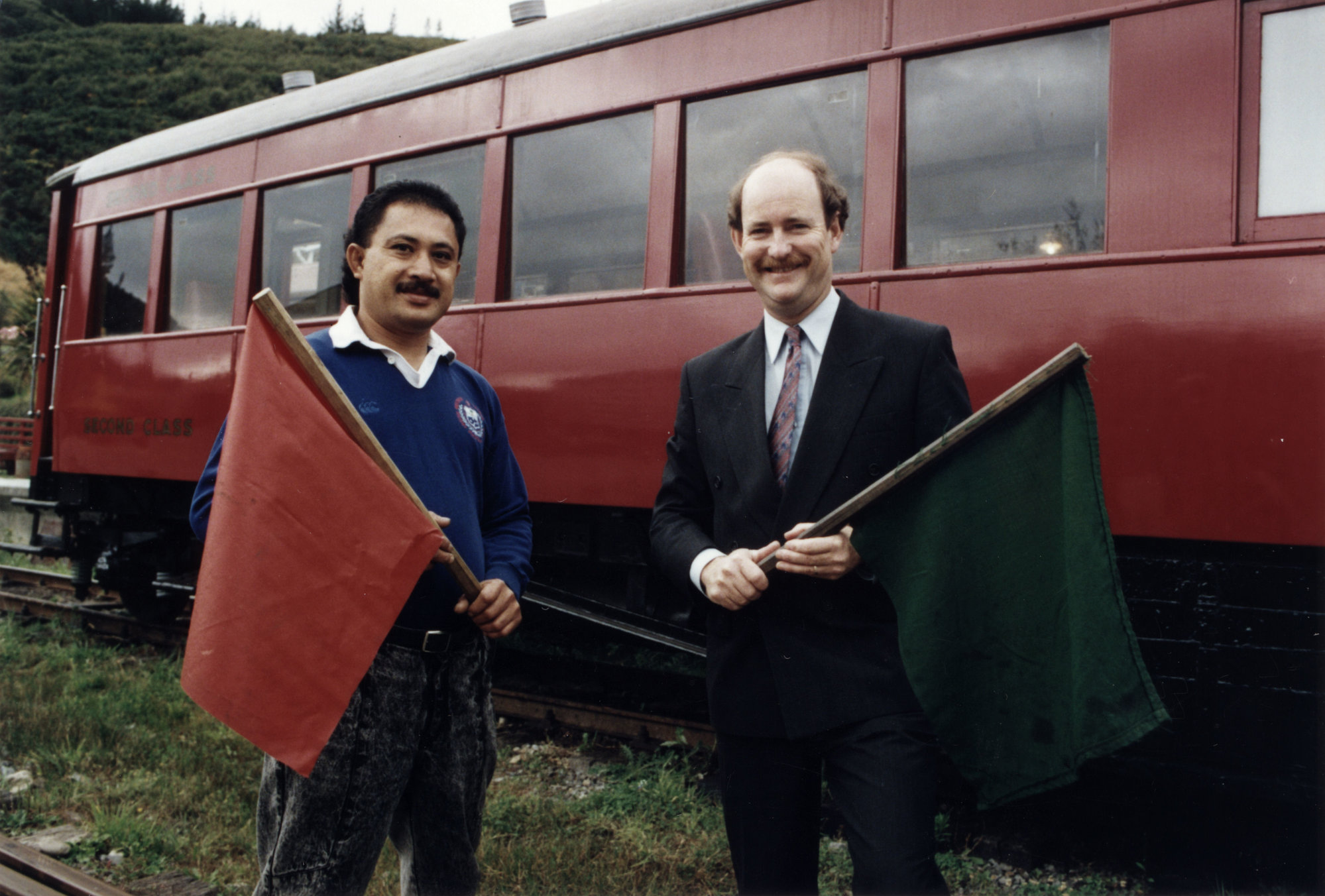 Silver Stream Railway; railway carriage A-1833 3; refurbished; Faamoana Afoa and Peter McCardle, M P.