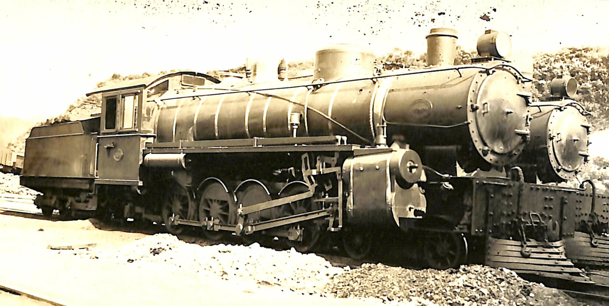 New Zealand railways locomotive, X 4-8-2 class; number illegible