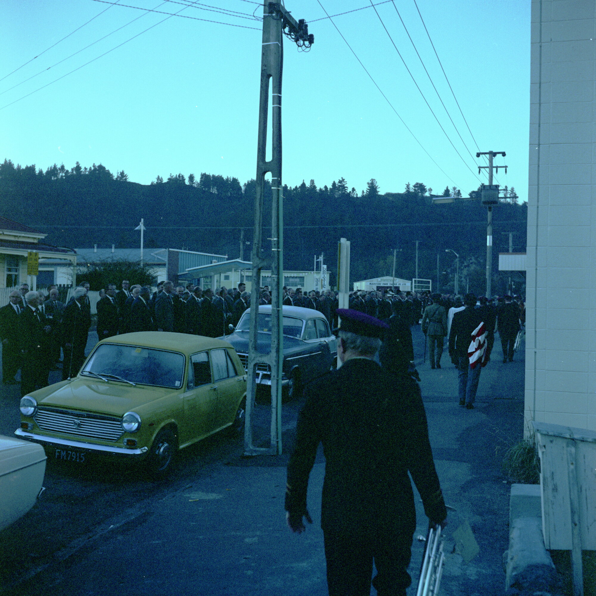 Anzac Day dawn parade, outside King Street RSA, year unknown; 001.