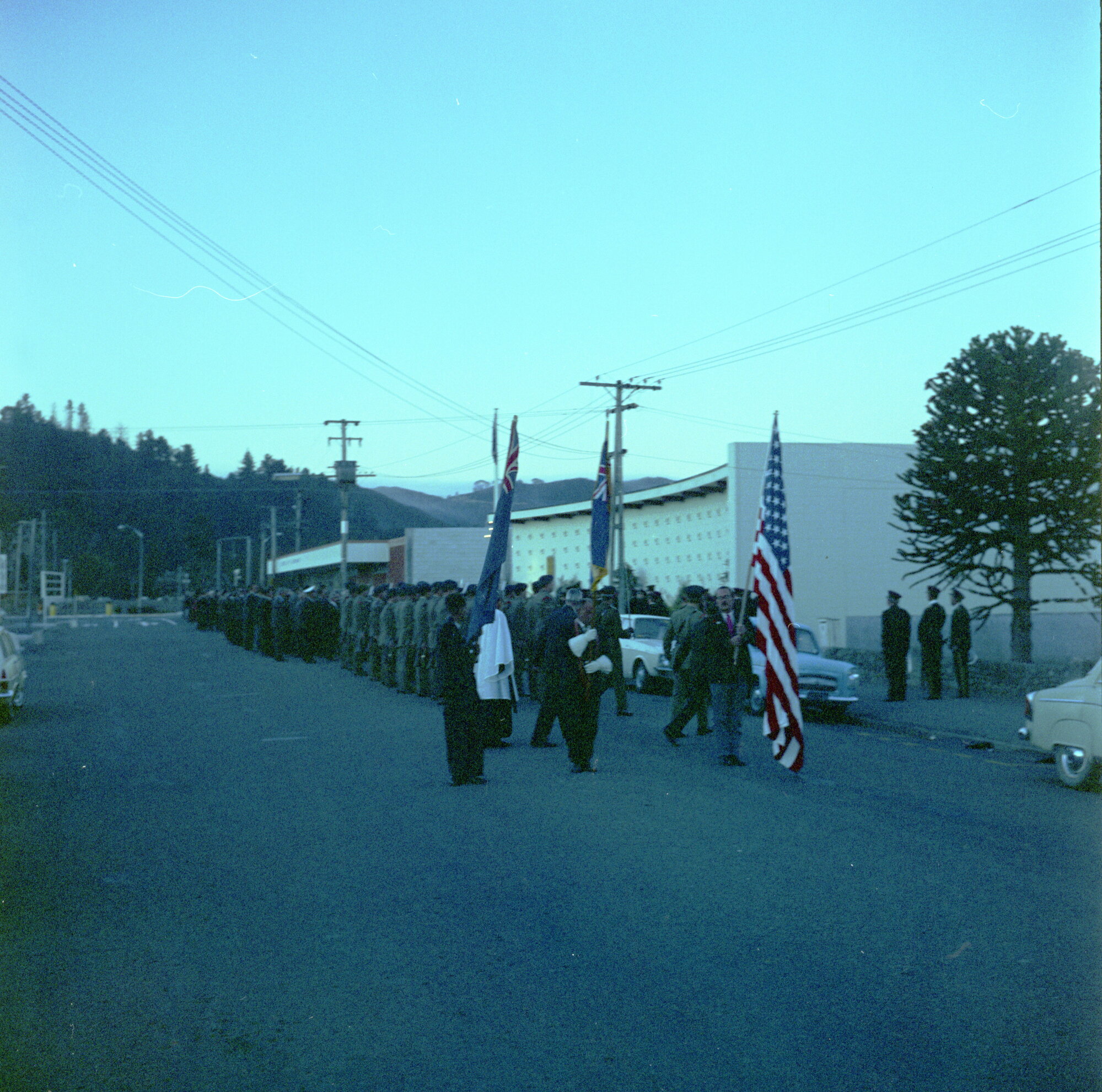 Anzac Day dawn parade, outside King Street RSA, year unknown; 002.