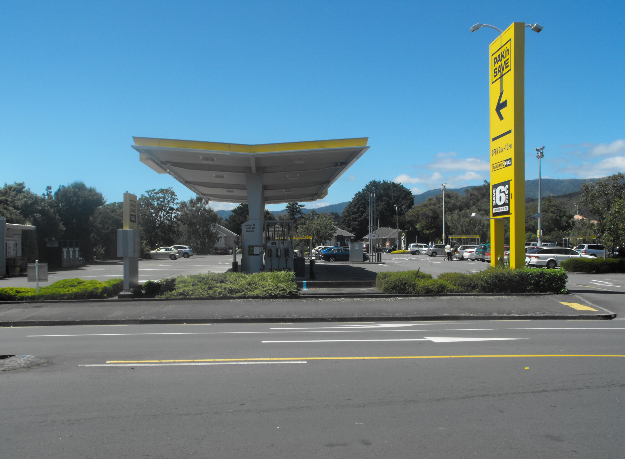 Gibbons Street, east side; No. 10*;  Pak'n Save supermarket; petrol booth. 