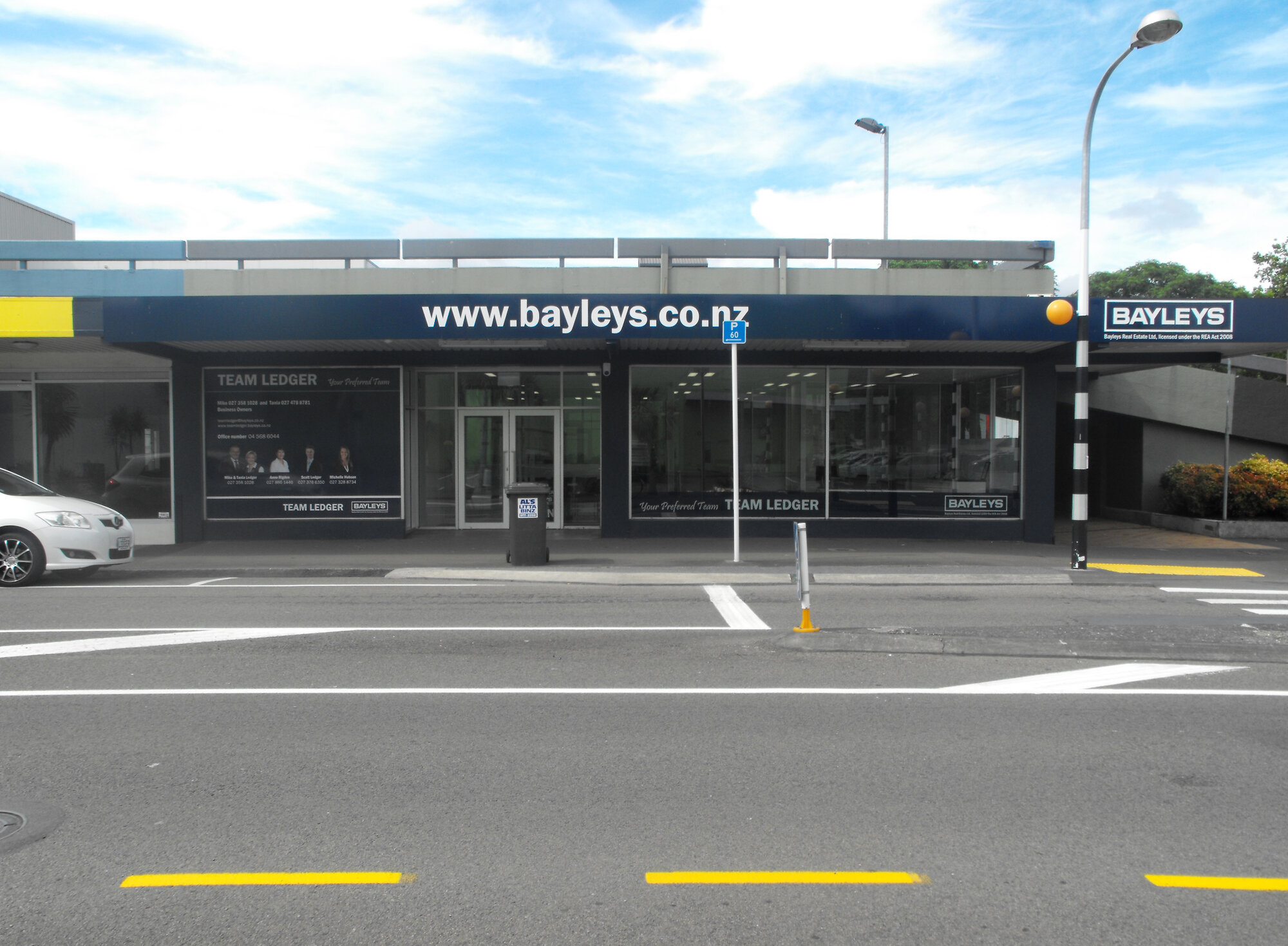 Queen Street, south side; No. 62; Bayleys; Mark and Tania Ledger, real estate.