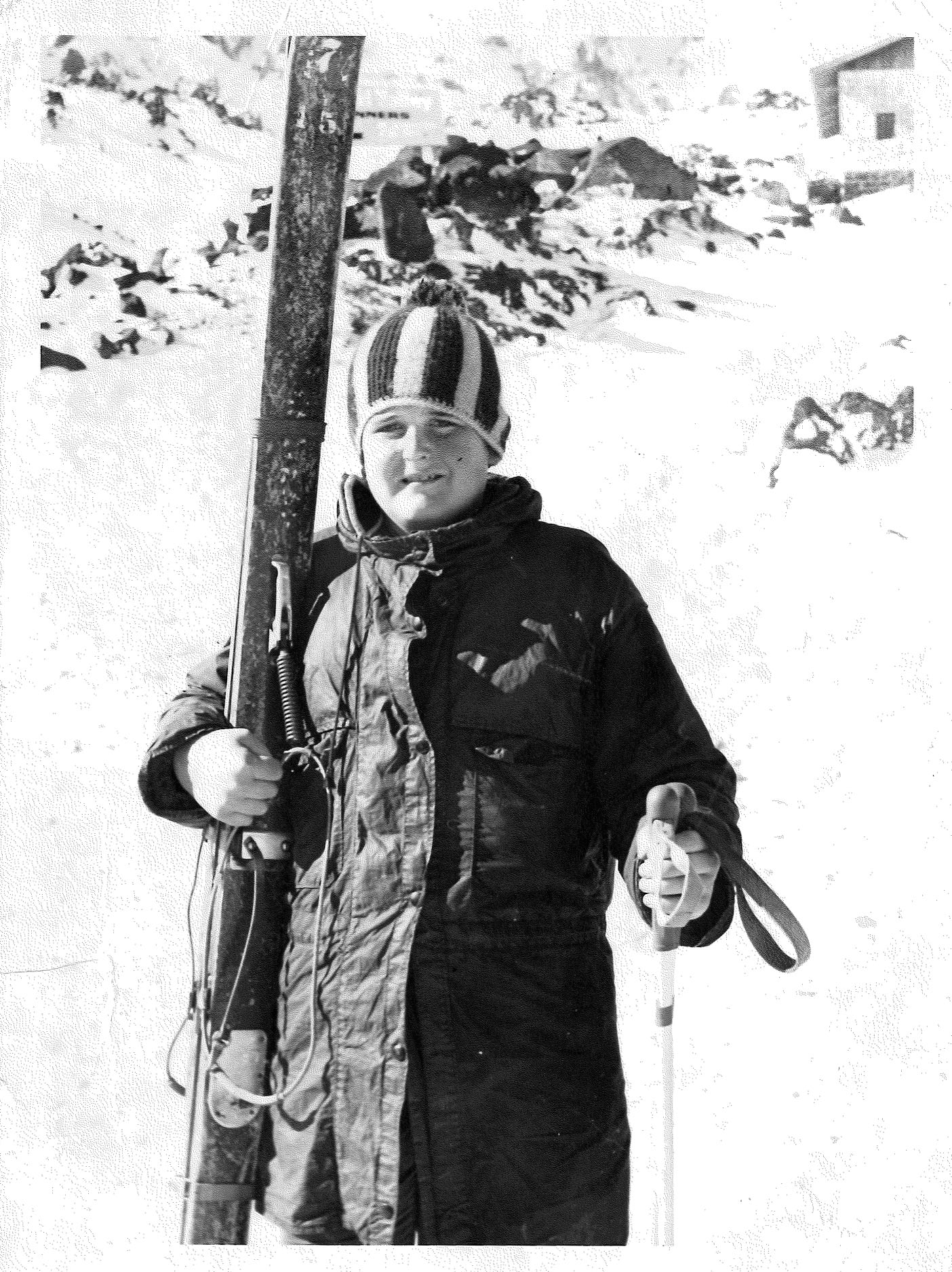 Wayne Guppy skiing in the 1960s