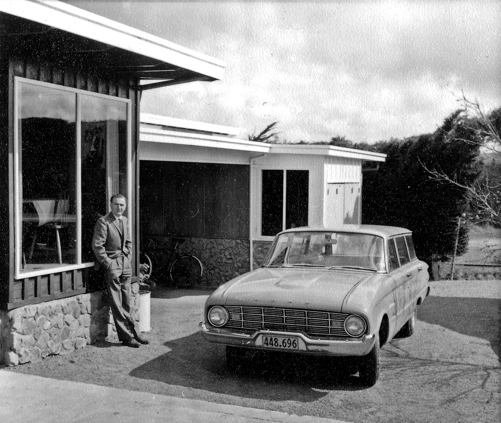 Revelle Jackson; 5 Paton Street, Mangaroa house 17; Revelle Jackson and new Ford Falcon