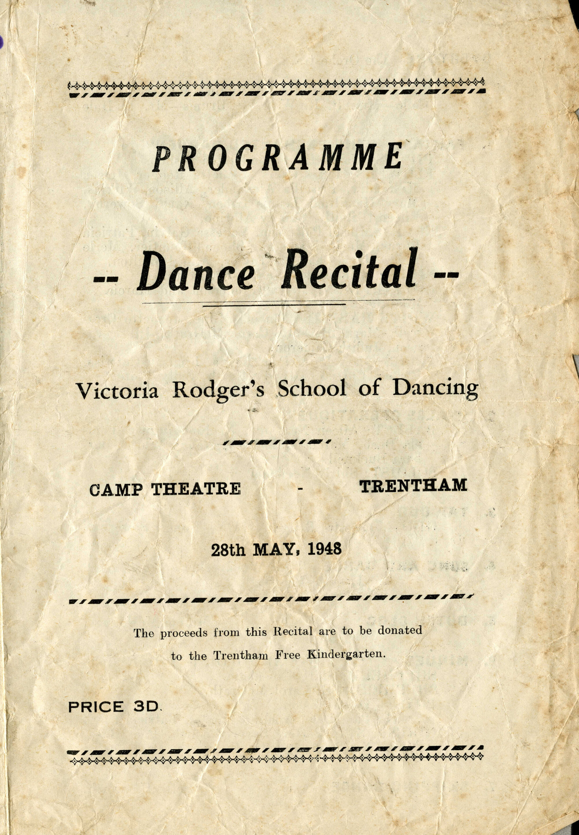 Victoria Rodger's School of Dancing, recital programme, 28 May 1948.
