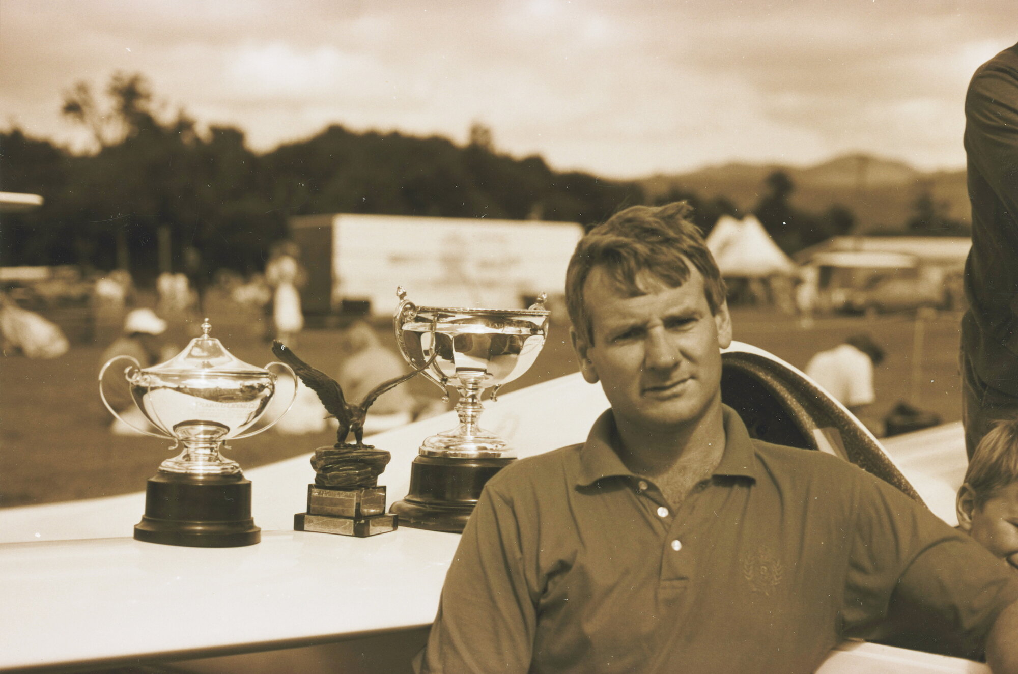 Gliding club; Tony van Dyk and trophies.