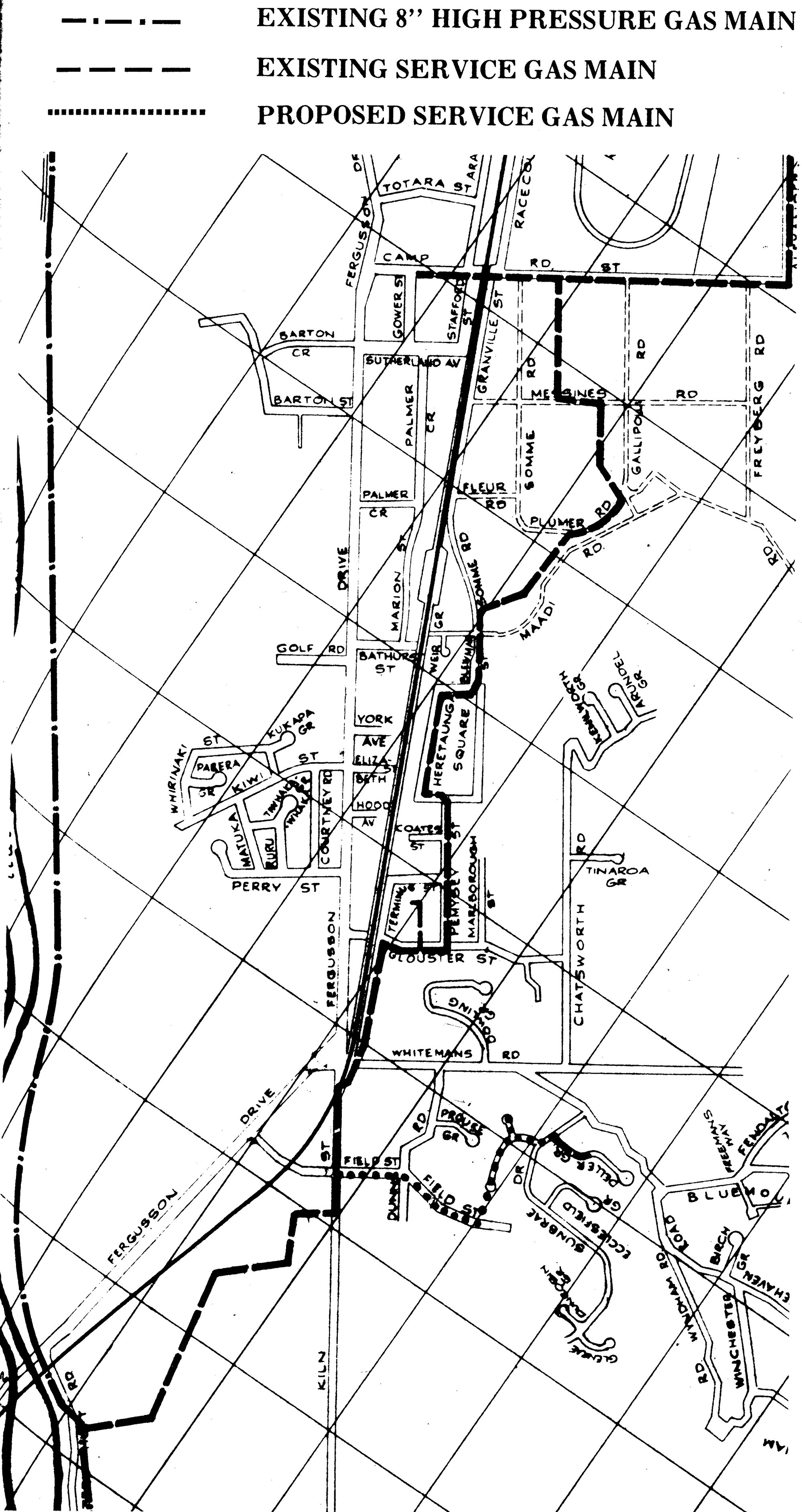 Gas mains; city plan