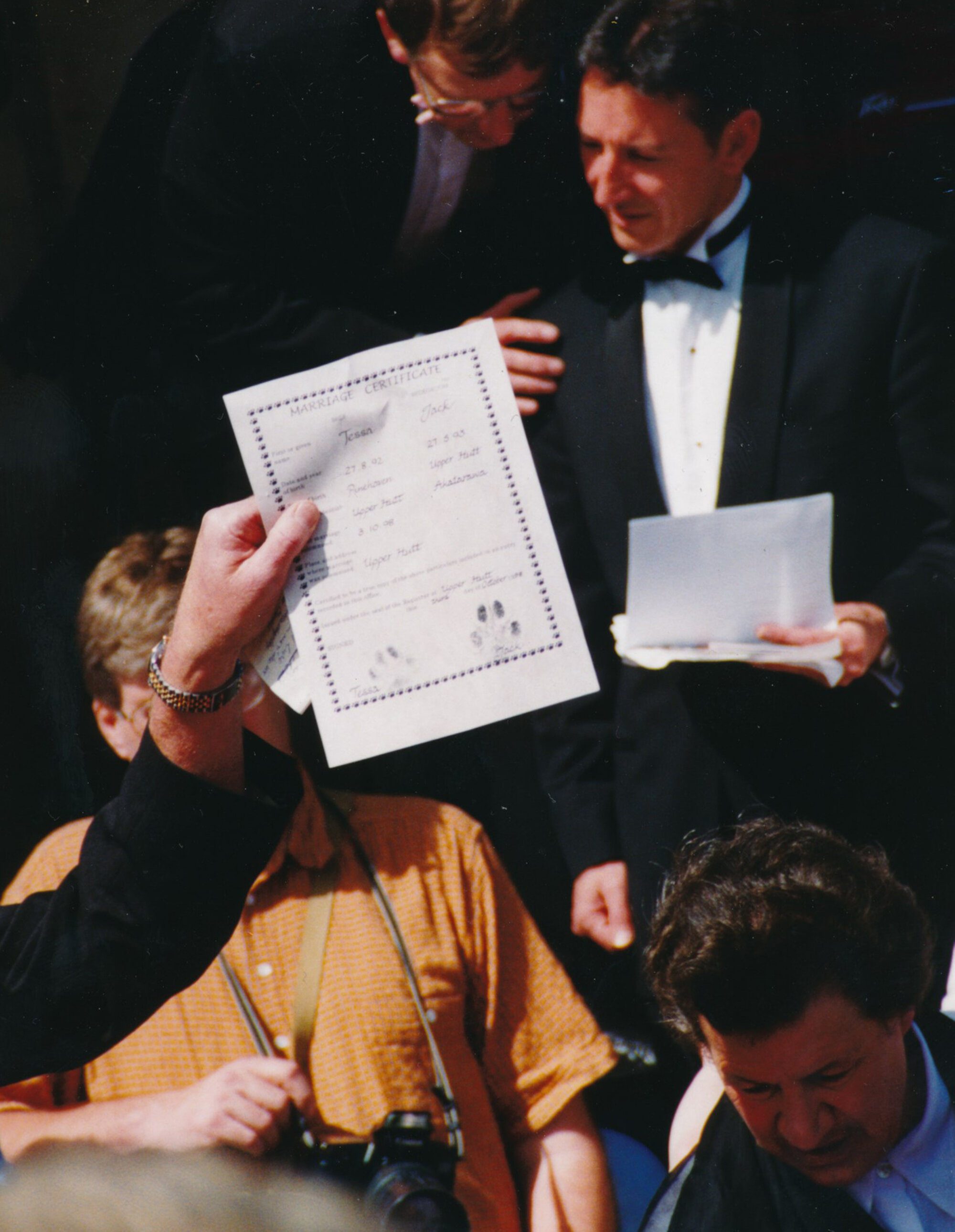 Tessa and Jack's wedding 18; marriage certificate