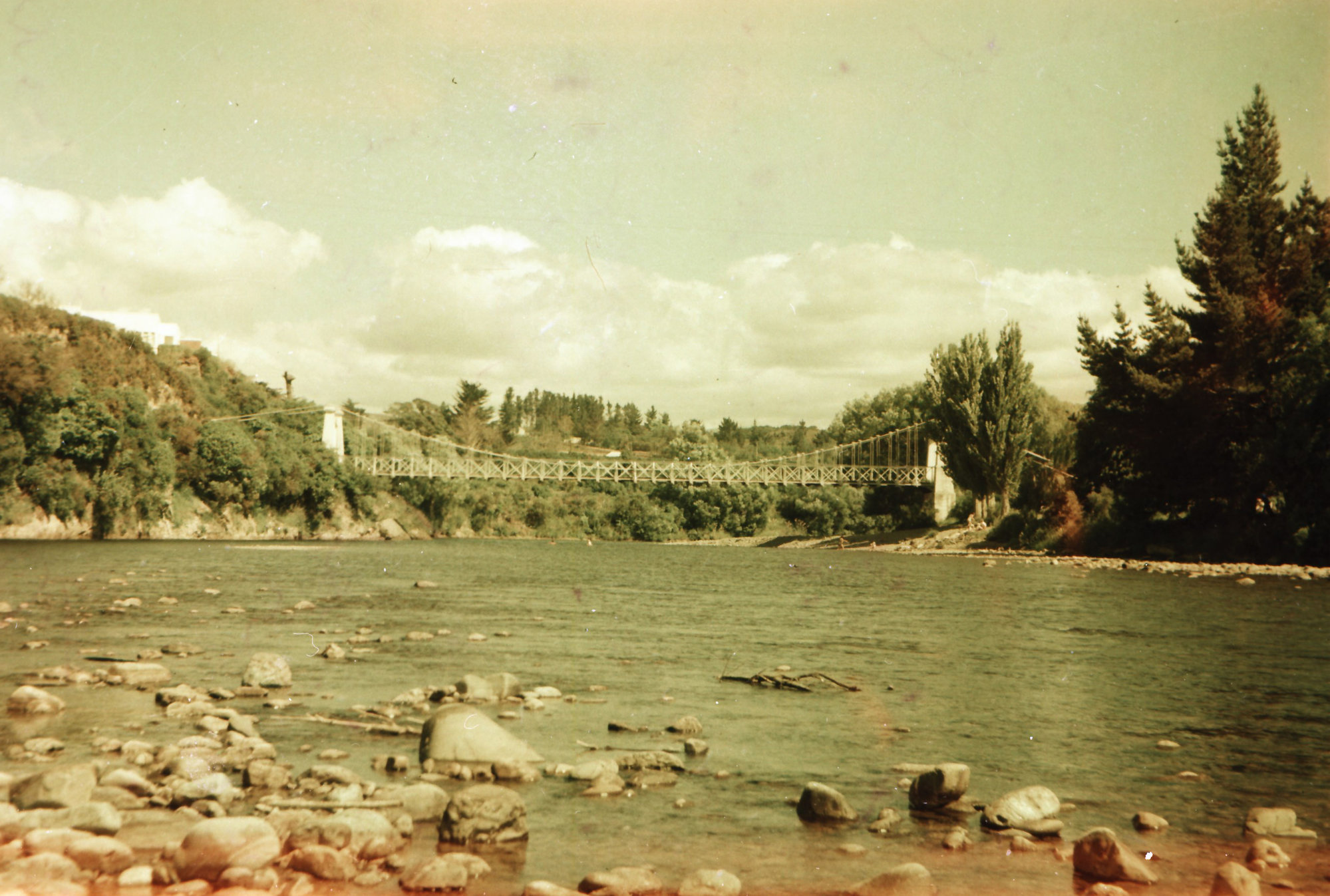 Maoribank suspension bridge circa 1957