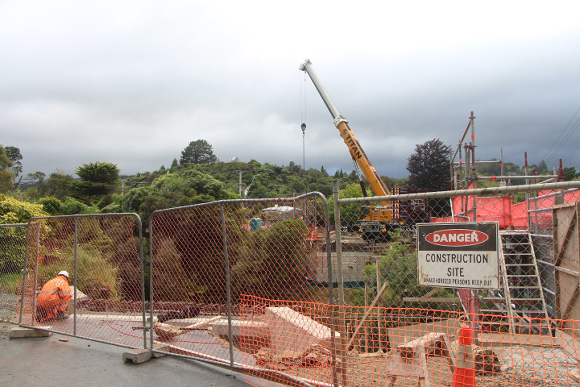 Akatarawa bridge 3 construction  4; site; abutments in place.