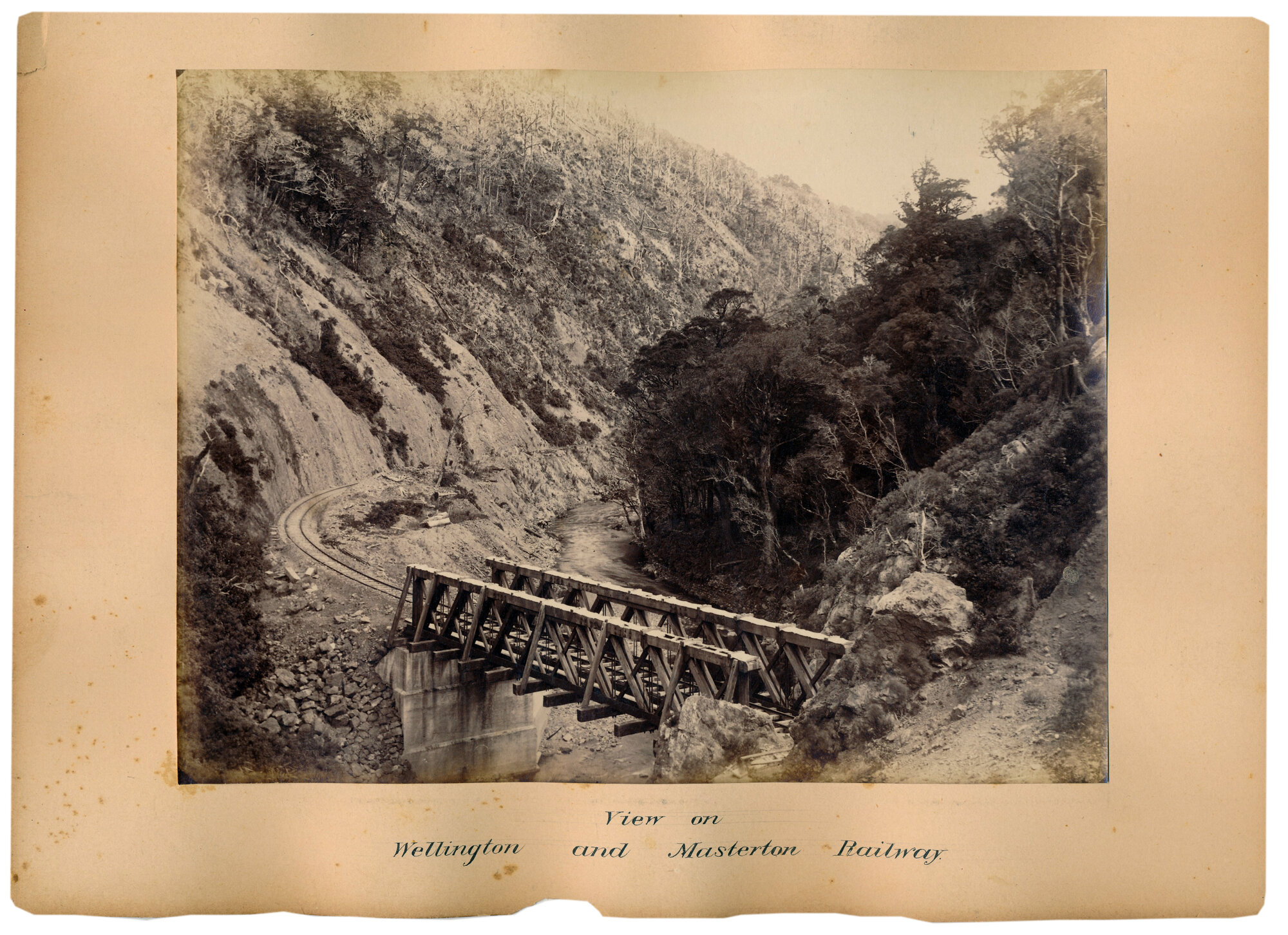 Wellington-Masterton Railway circa 1880; between Upper Hutt and Summit stations.