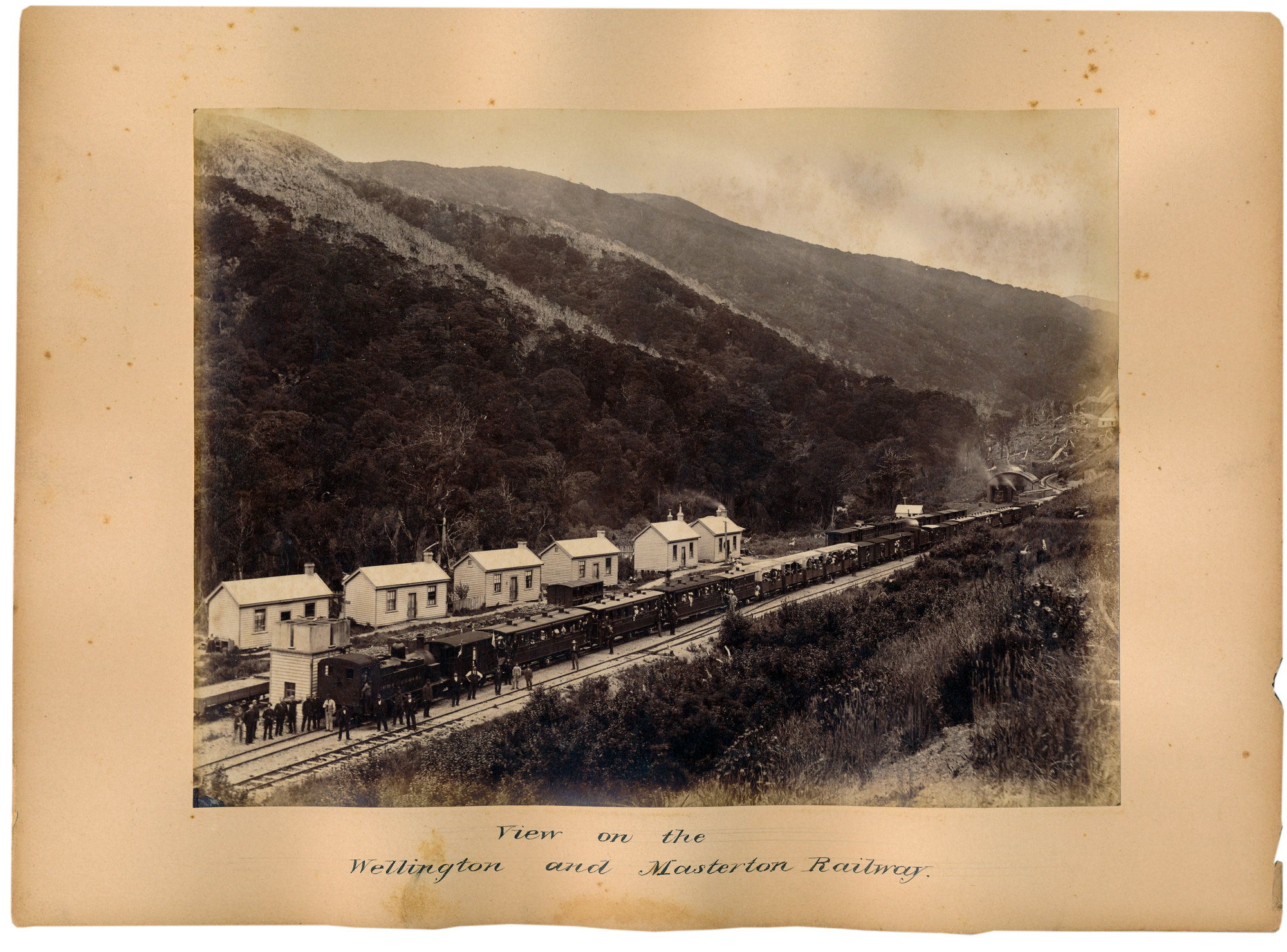 Wellington-Masterton Railway; Cross Creek station and train, 1 November 1880
