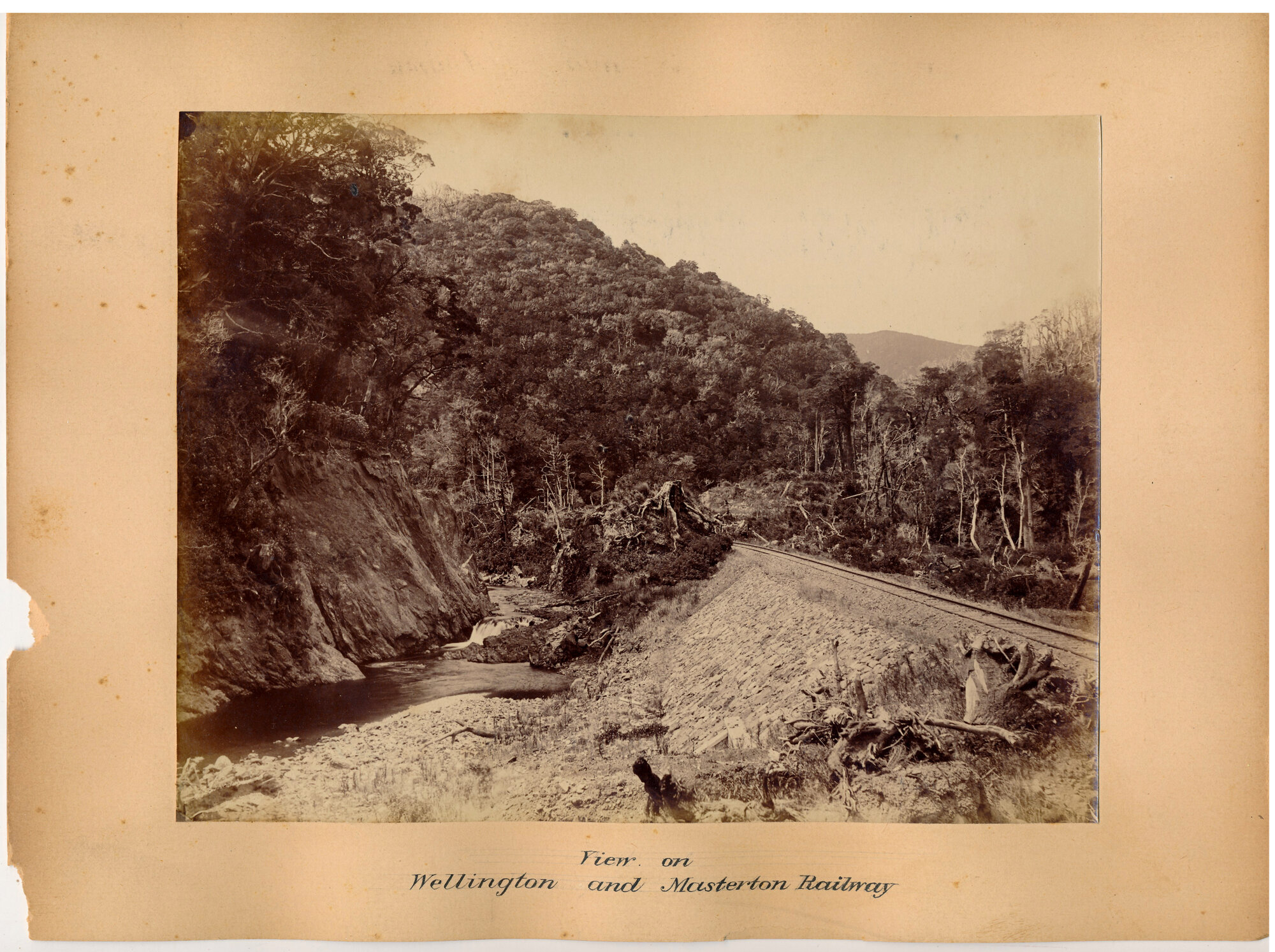 Wellington-Masterton Railway circa 1880; between Upper Hutt and Summit stations.