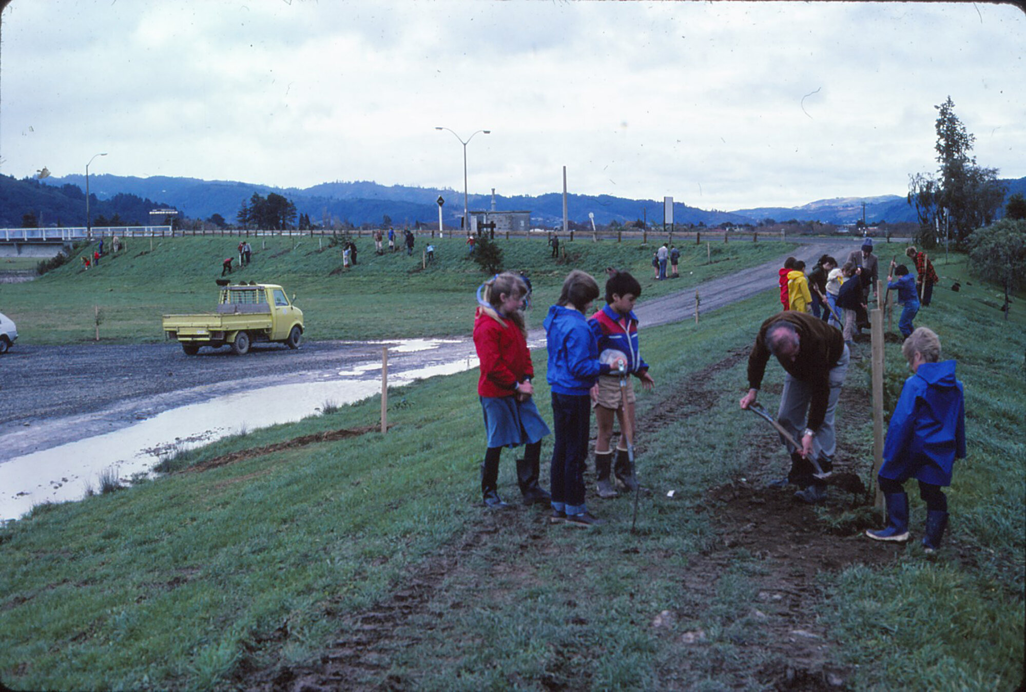 Arbor Day 1983; Awakairangi Park stop-bank