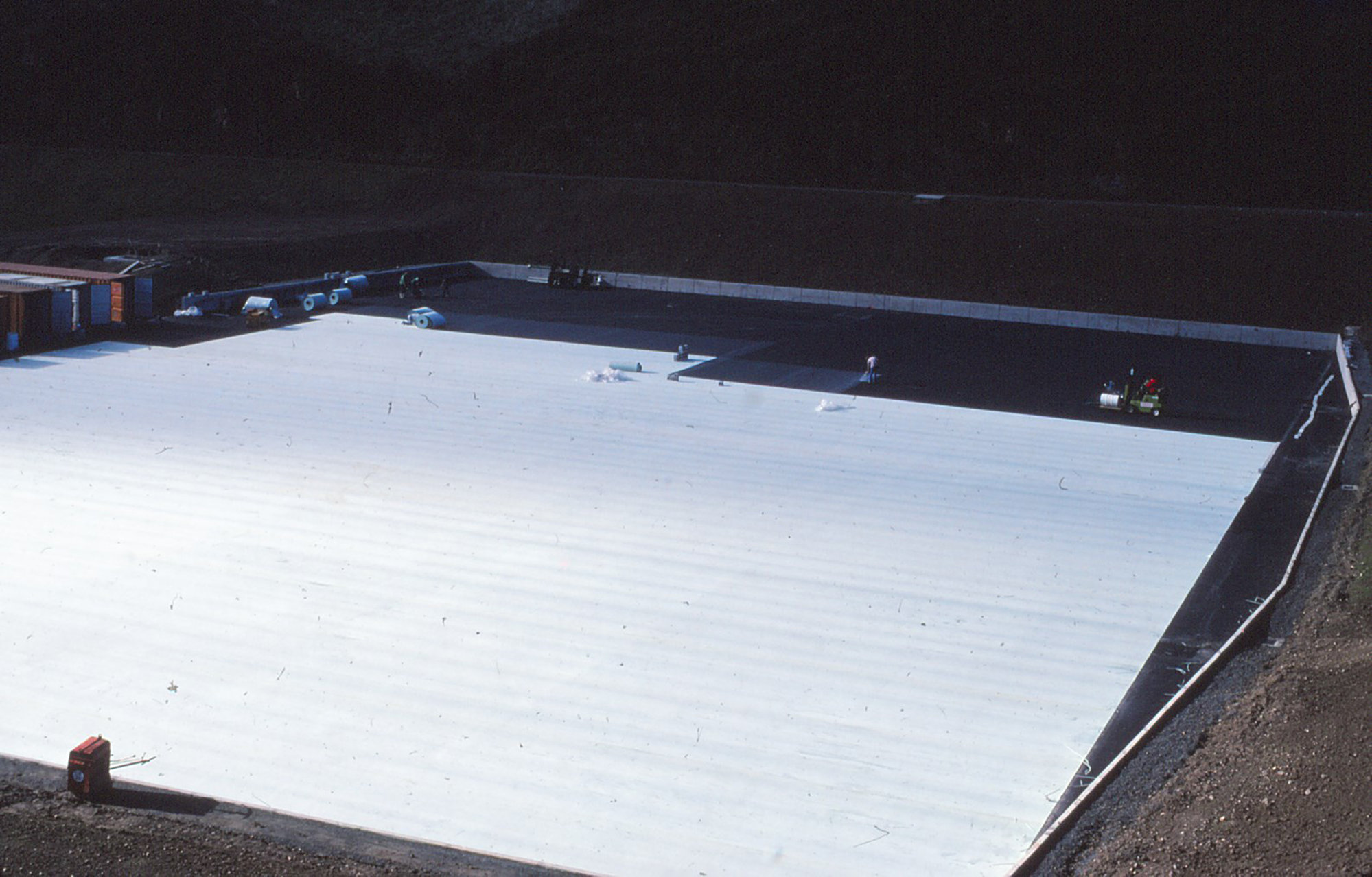 Macaskill Lakes construction; 1983. bottom lining in place.
