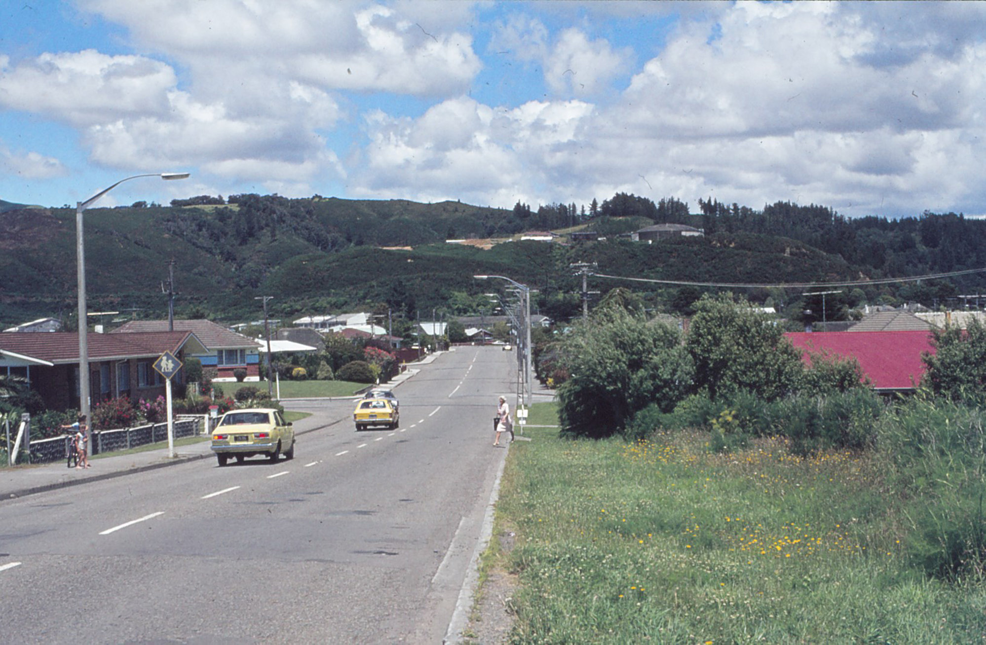 Plantagenet Grove, Kingsley Heights, seen from Totara Park Road bridge; Circa 1980s